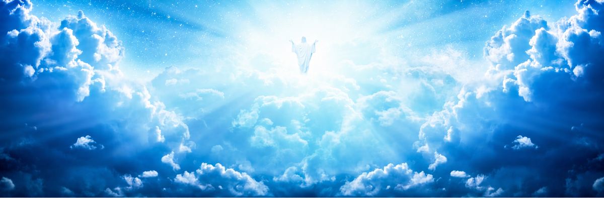 雲層之上、光中升天的基督 · Christ ascending in light above the clouds